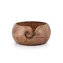 Indus Lifespace Wooden Yarn Bowl Hand Made by Indian Artisans with Premium Mango Wood for Knitting and Crochet (15.24cm x 15.24cm x 7.62cm)