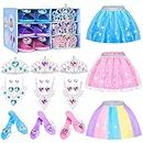 Princess Dress Up and Jewelry Boutique, Jewelry Princess Toys Pretend Role Play with 3 Pairs of Skirt Shoes Princess Dress Up Clothes for Little Girls Princess Gifts Toys for Girls Age 3 4 5 6 +