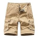APTRO Men's Cargo Shorts Outdoor Casual Cotton Shorts D04 Khaki 34