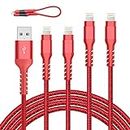 HARIBOL iPhone Charger, Lightning Cable 5Pack[20cm 3ft 3ft 6ft 6ft], iPhone Charger Cord, MFi Certified iPhone Cable Compatibile with iPhone 12/11/11Pro/XS/X/XS Max/XR/8/8 Plus/7/6/6S/5 and More (Red)
