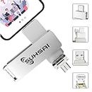 Suhsai Usb Memory Stick 4 in 1 Flash Drive 128gb Usb Stick Pen Drive Usb 3.0 Flash Drive Usb C Stick Thumb Drive Compatible with iPhone, iPad, Android, Laptop, Tablet, Pc, Computer (Silver)