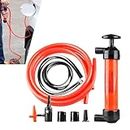 ZBGUN 1 PC Car Fluid Extractor Pump with Hose, 200CC Vehicle Transfer Pump Connector Accessories, Universal Multi-Use Automotive Siphon Fuel Transfer Pump Kit for Power Steering Transmission (Red)