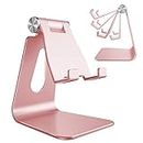 Lucrave Adjustable Cell Phone Stand, Phone Stand, Cradle, Dock, Holder, Aluminum Desktop Stand Compatible with iPhone 15 14 13 12 Xs Pro Max 8 7 6 6s Plus SE Charging, Accessories Desk, Rose Gold