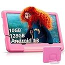 Tablet Bambini 10 Pollici Tablet Android 13, 10 GB RAM 128 GB ROM, Tablet in offerta Controllo Parentale, Kid Tablet Educativi, 6000mAh, Fotocamera HD IPS, Play Store, WiFi Tablet PC con Custodia,Rosa