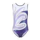 Yunlife Girls Sleeveless/Long Sleeve Gymnastic Exercise Ballet Dance Leotards Jumpsuit Shinning Diamond Embroidered D 11-12 Years