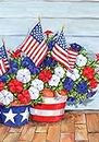 Toland Home Garden 119616 Patriotic Pansies Patriotic Flag 12x18 Inch Double Sided Patriotic Garden Flag for Outdoor House Flower Flag Yard Decoration