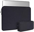 Dynotrek Grade 15.6 inch Laptop Sleeve Case Cover with Charger Pouch Computer Bag for MacBook Pro 16"/15" Dell Lenovo HP Asus Acer Chromebook (Charcoal Black)