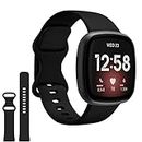 Mualady Straps Compatible with Fitbit Versa 4/Fitbit Versa 3/Fitbit Sense,Black Breathable Silicone Sport Replacement Wristbands for Fitbit Versa 3 for Women & Men