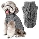 FWLWTWSS Dog Jumper, Dog Sweater Vest Pet Soft Comfortable Turtleneck Knitted Puppy Clothes Easy to Take on and Off Winter Warm Crochet Dog Coat for Small Medium Dogs and Cats(Grey M)