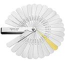 Universal Feeler Gauge Set Stainless Steel Thickness Gauge 32 Blades 0.04-0.88 mm (0.0015-0.035 Inch) Metric/Imperial for Measuring Gap Width and Thickness for Guitar, Spark Plug, Piston Measure