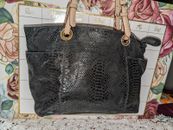 EASTER SALE Michael Kors Jet Set Black Python Patent Leather Tote Bag