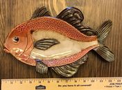 Pier 1 Imports Hand Painted 3D Fish Shaped Plate Platter Beach Nautical