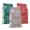 Lifeboost Coffee Whole Bean Coffee - 3 Pack Bundle - Low Acid Dark Roast, Medium Roast & Decaf