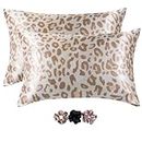 Wesofy Satin Pillow Cover with Digital Print | Silk Printed Satin Pillow Cover|Silk Pillow Case with 3 Srunchies | Satin Pillow Case for Hair and Skin Pack of 2| Silk Pillow Case (Library Book Shelf)