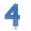 big-party Candeline Numerali Glitter Vari Colori h 15 cm (4, Blu)