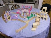 Girls wooden Princess Table top train set with 2 trains figures and accessories