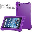 FINDING CASE Fits All-New Amazon Fire 7 Tablet | 7" display (9th & 7th & 5th Generation, 2019 & 2017 & 2015 Release) - Light Weight Shock Proof Protective Soft Silicone Kids Friendly Back Cover purple