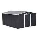 Garden Shed Metal by Garden Universe 10' x 12' Storage Anthracite Grey FREE Base Frame GS10-12AN