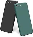 T Tersely [2 Pack] Liquid Silicone Case for Apple iPhone 7 Plus/iPhone 8 Plus, Suitable for Magsafe Wireless Charger Shockproof & Scratch Soft Rubber Skin Case Cover (Black+Midnight Green)