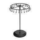 Qaeoity Rotating Necklace Holder Jewelry Organizer Display Stand 15.7-Inch with 23 Hooks (long-black)