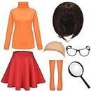 HMPRT Velma Dinkley Halloween Costume,Adult Sexy Daphne and Shaggy,Cosplay Outfit for Women,S