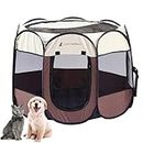 Foldable Portable Pet Playpen, Soft Pop up Pet Playpens for Puppy Dog Kitten Cat, Lightweight Fabric Playpen with Breathable Mesh, Pet Cage for Indoor and Outdoor Use (29 x 29 x 17 in, Coffee)
