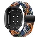 KEYSJEFF Nylon Watch Strap Compatible with Fitbit Versa 3/Versa 4/Fitbit Sense/Sense 2 Braided Elastics Sport Watch Band Adjustable Magnetic Buckle Straps Women Men (Not Include Watch) (#6)