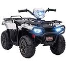 Aosom 12V Kids ATV Quad, 4 Wheeler Battery Powered Electric Vehicle with Music MP3, Headlights, High Low Speed, Treaded Tires, for Boys and Girls Ages 37-60 Months, White