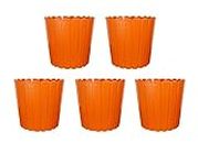 P&P Appliances Fancy Designer 10" inch Plastic Flower Pot for Home/Office/Garden/Indoor/Outdoor/Gift Purpose Pack of-5, Color: (Orange)