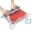 10Pack Travel Space Saver Bags (4 x S, 3 x L, 3 xL), Reusable KFYM Vacuum Travel Storage Bag, Saves 75% of Storage Space, Roll-Up Compression, No Need For Vacuum Machine Or Pump