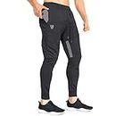 ZENWILL Mens Tapered Gym Joggers, Fitness Pants Casual Workout Track Pants with Zip Pockets（Medium,Black