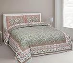 UniqChoice 180 TC Green Color Floral Printed King Size Bedsheet with 2 Pillow Cover (ELEG-39-Green)