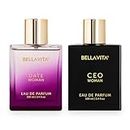 Bella Vita Luxury Women Woody, Floral Ceo & Date Edp Liquid Perfumes Combo, Pack Of 2 Premium Long Lasting Fragrance Scents, 100 Ml Each