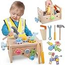 Martiount Kids Tool Set Construction Toys Montessori Toys for3 4 5 Year Olds Wooden Toys Toddlers Tool Box Pretend Play Educational Toy Easter Birthday Gifts for 3-5 Year Old Boys Girls