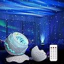 AIRIVO Northern Lights Aurora Projector Dinosaur Egg Star Projector for Bedroom, Galaxy Projector with Bluetooth Speaker & White Noise & Timing, Night Light for Kids Adults (White 01)