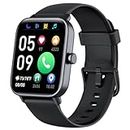 Quican Smartwatch Uomo-Orologio Fitness tracker con Chiamate e Whatsapp Alexa Bluetooth Cardiofrequenzimetro SpO2 Sonno Contapassi -IP68 Orologio Smart Watch Uomo Sportivo per Android iOS(Nero)