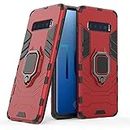 Glaslux Armor Shockproof Soft TPU and Hard PC Back Cover Case with Ring Holder for Samsung Galaxy S10 Plus - Armor Red