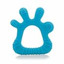 BeeBaby Finger Shape Soft Silicone Teether for 6 to 12 Months with Storage Case, BPA Free Teething Toy for Babies with Textured Surface for Soothing Gums. 100% Food Grade (Finger - Blue)
