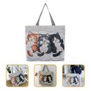  Bolso de mano bordado para gato para mujer tres gatos de hombro dibujos animados para mujer