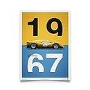 Automobilist | Ferrari 412P - Jaune - Spa-Francorchamps - 1967 - Poster Limitée | Taille Standard Poster