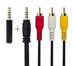 QiCheng&LYS Cable de vídeo AV de 3,5 mm a RCA para MP3/PC, 3,5 mm a RCA Macho a RCA estéreo Audio Video Macho Cable AUX 3.5 Straight TO 3RCA 1m