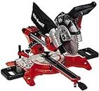 Einhell TC-SM 2131/1 Dual Bevel Sliding Mitre Saw | Double Bevel Circular Saw, 310mm Drag, Laser, Dust Extraction, +/-45° Mitre, +/-47° Bevel | Saw With 48T Blade For Cutting Wood, Plastic, Red
