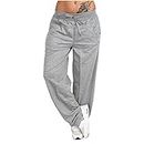 Baggy Sweatpants for Women Solid Cinch Bottom Sporty Gym Wide Leg Pants Lounge Comfy Athletic Joggers with Pockets