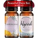 The Premium Nature Frankincense & Organic Myrrh Oil - Peaceful Days Set For Meditation & Relaxation - 100% Pure Therapeutic Grade Essential Oils Set - 2x10ml
