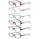 Kerecsen Confezione da 6 occhiali da lettura per donne e uomini, blocco della luce blu con cerniera a molla per computer lettori per occhiali da vista da donna, 6 colori misti-1, 中等