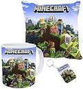 Minecraft Gift Combo : 16*16 inch Cushion with Filler, Coffee Mug & Keychain by CRAFT MANIACS | Best Gift for Minecraft Lovers