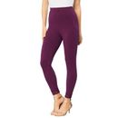 Plus Size Women's Lace-Trim Essential Stretch Legging by Roaman's in Dark Berry (Size 14/16) Activewear Workout Yoga Pants