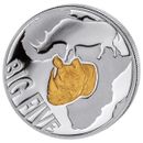 2013 Congo Big Five Rhino Gold Gilt 1/10 oz Silver Coin - 3000 Mintage