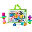 Lalaboom - Preschool Educational Beads - Montessori Shapes and Colors Construction Game and Learning Toy for Babies and Children from 10 Months to 4 Years Old - BL460, 48 Pieces in a Zipper Bag