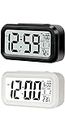 SHREE HANS CREATION Digital Alarm Clock with Automatic Sensor,Date and Temperature, Morning Walk Clocks, Large Digital LCD Display for Students Children Smart Backlight for Bedroom(Black&White)